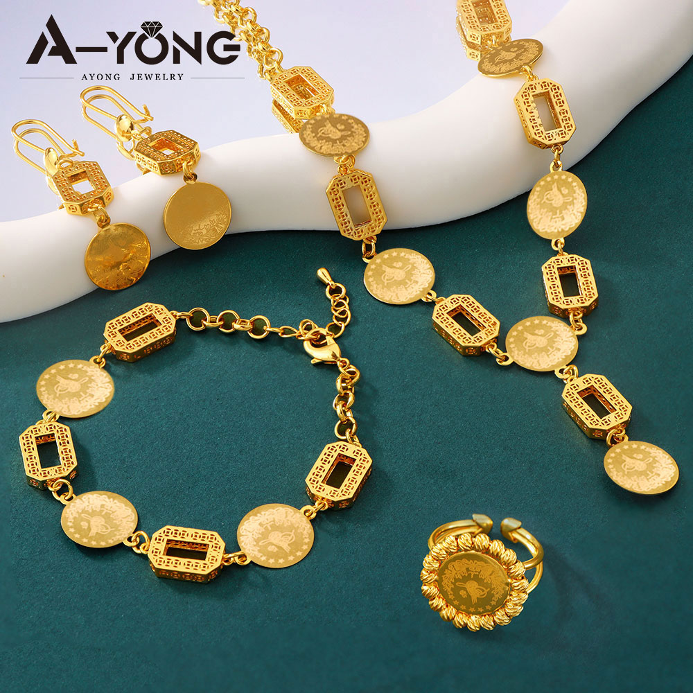 Vintage Collectible Coins - Turkish Vintage Coins Jewelry Set 21k